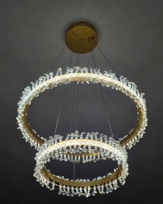 Lampadario moderno finitura oro cromato led 4500k