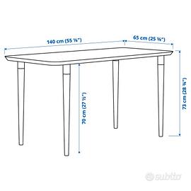 Tavolo/Scrivania Bamboo IKEA 140x65 cm, gambe rego