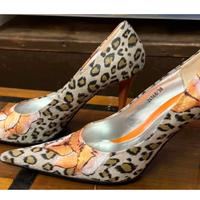 Scarpe donna 38 pelle pettinata fantasia leopardo