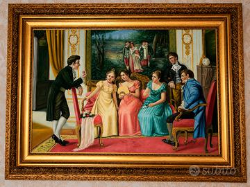 Quadro decorativo firmato con scena d'epoca