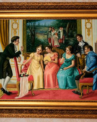 Quadro decorativo firmato con scena d'epoca