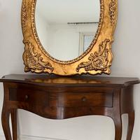 Consolle ingresso con specchio modanature dorato