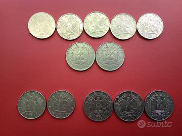 Monete Regno d'Italia 1 e 2 lire 1939/1942
