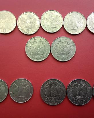 Monete Regno d'Italia 1 e 2 lire 1939/1942