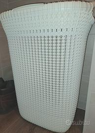 portabiancheria avorio effetto rattan. NUOVO