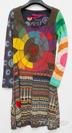 Abito Desigual  motivi geometrici e patchwork Tg L