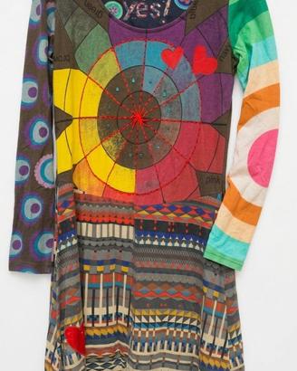 Abito Desigual  motivi geometrici e patchwork Tg L