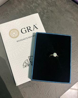 Anello argento 925 con moissanite 1 carato