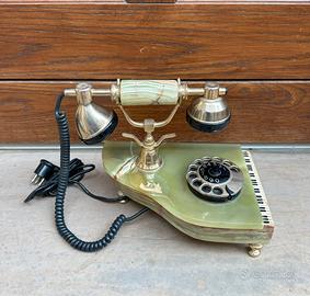 Telefono antico onice marmo disco rotante vintage