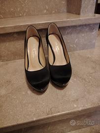 scarpe eleganti con plateau raso satin nero