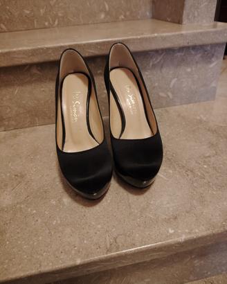 scarpe eleganti con plateau raso satin nero