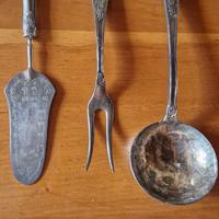 set posate vintage decorate rivestite argento 800