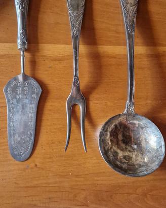 set posate vintage decorate rivestite argento 800