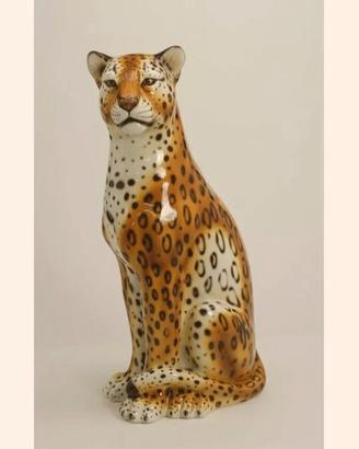 statua leopardo ceramica
