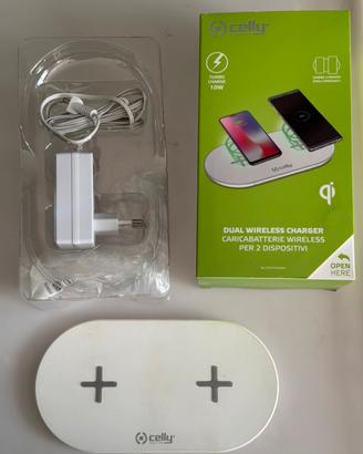 Caricabatterie wireless 2 dispositivi Celly