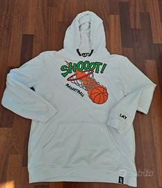 Felpa Lay bianca con stampa basket XL 14 anni