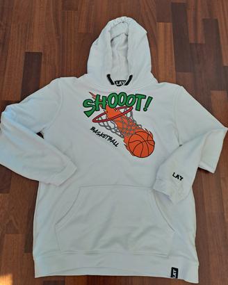 Felpa Lay bianca con stampa basket XL 14 anni