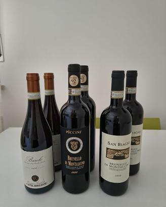 selezione vini rossi Brunello e Barolo 6 bottiglie