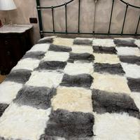 Coperta   pelliccia  matrimoniale a scacchi