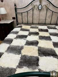 Coperta   pelliccia  matrimoniale a scacchi