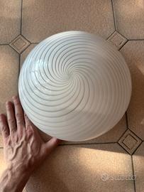 Plafoniera Ø30cm vetro bianco fantasia spirale 2pz