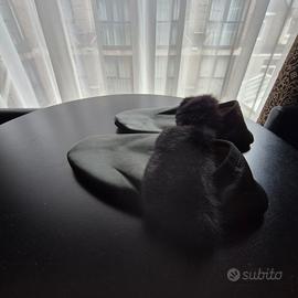 ballerine ciabattine nere con bordo pelliccia