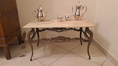 tavolino in bronzo  caffè vintage + servizio te'
