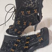 stivaletti pizzo neri e bianchi