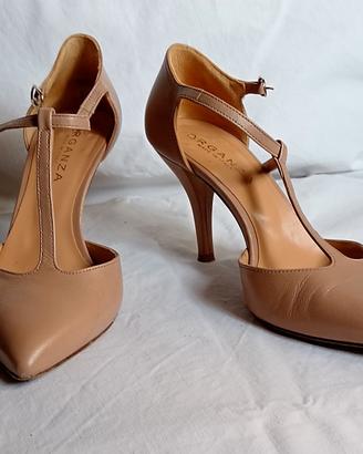 scarpe beige in capretto 