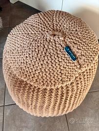 Thun pouf intrecciato in cotone color beige