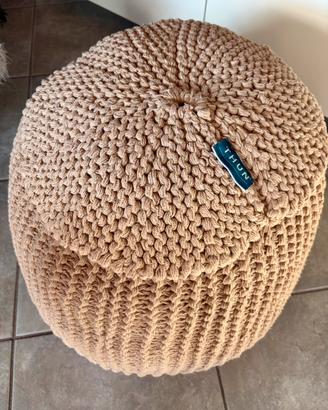 Thun pouf intrecciato in cotone color beige