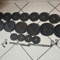 50 kg dischi Decathlon + 2 manubri