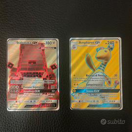 2x Carte Pokemon Stakataka GX & Ampharos GX ITA NM