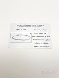 Bracciale tennis oro 18KT diamanti ct 1.26 VVS G
