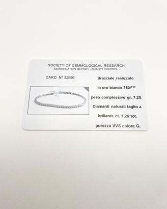 Bracciale tennis oro 18KT diamanti ct 1.26 VVS G
