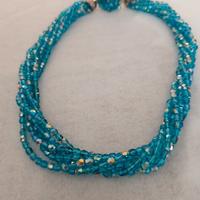 Collana vintage con cristalli azzurri