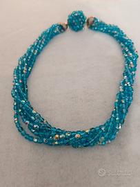 Collana vintage con cristalli azzurri
