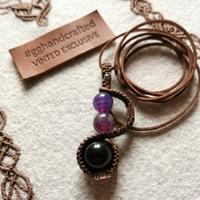 Ciondolo Artigianale Cuoio e Pietre Dure -  