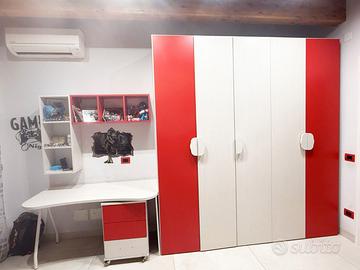 Armadio con scrivania e cassettiera Cameretta RED