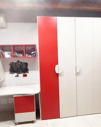 Armadio con scrivania e cassettiera Cameretta RED