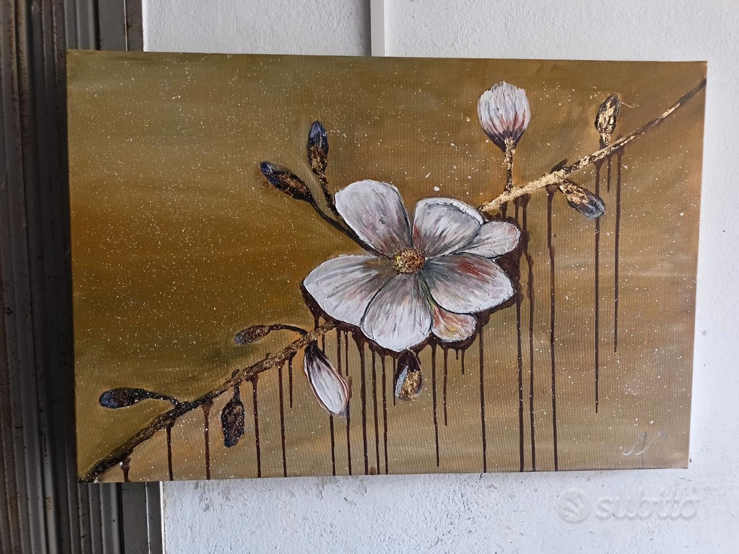 macchie di fiori, 25x30 cm gesso,acrilico,inchiostro su tela -  ArteInvestimenti