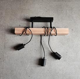 lampadario trave legno 3 punti luce