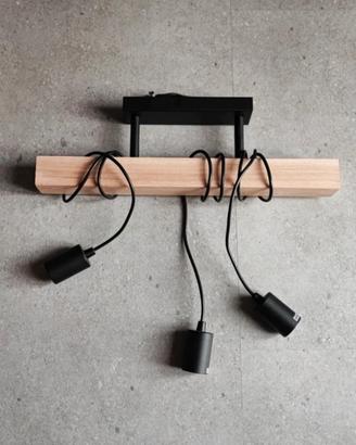 lampadario trave legno 3 punti luce