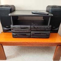 Impianto stereo hi-fi Kenwood + tavolino in legno 