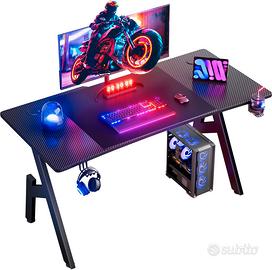 HLFURNIEU Scrivania Gaming Ergonomica 120x60 cm