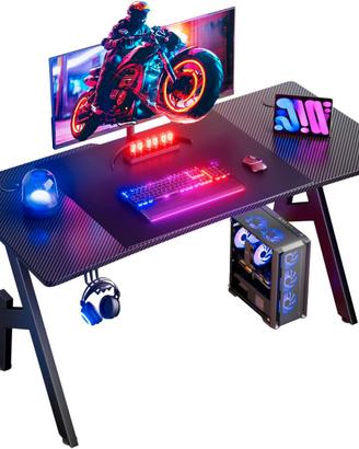 HLFURNIEU Scrivania Gaming Ergonomica 120x60 cm