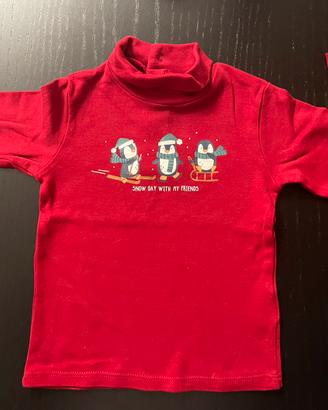 Maglia Natale bimbo/bimba tema pinguini