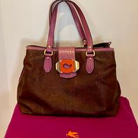 Borsa a spalla Etro con fibbia arancione e oro