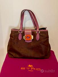 Borsa a spalla Etro con fibbia arancione e oro