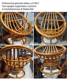 sedia girevole rattan, integra come nuova 